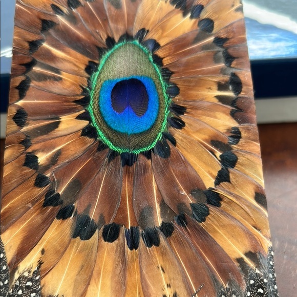 Vintage Lee Sands Peacock  Feather  Eye Glass  Case - Picture 1 of 4